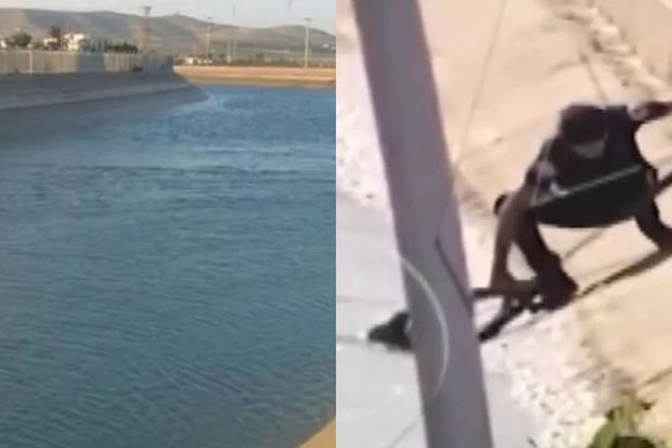 Türkiyədə polis suvarma kanalına düşən qadının həyatını xilas etdi 